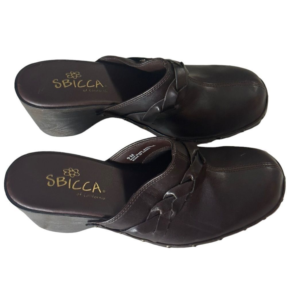 Sbicca Slip On Clog Shoes Soft Dark Brown Womens Size 9